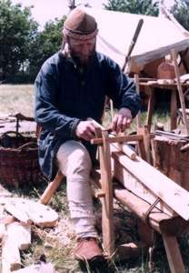 *A craftsman at work on a shave horse