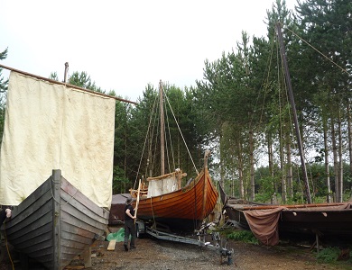 The Wolf, The Bear and two GRPs being prepared for filming the BBC Documentary The Last Battle of the Vikings – © Malcolm Butler 2013