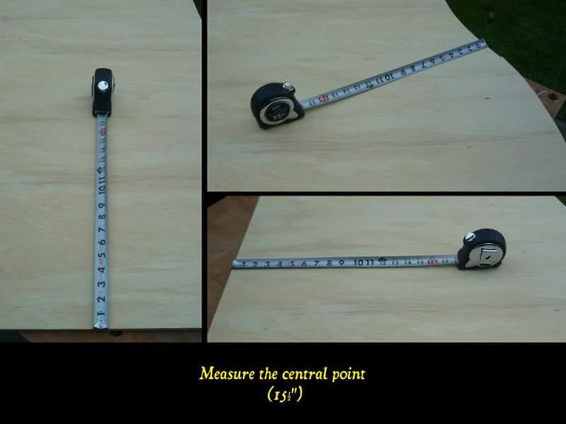 Measure the central point (15½ inches)