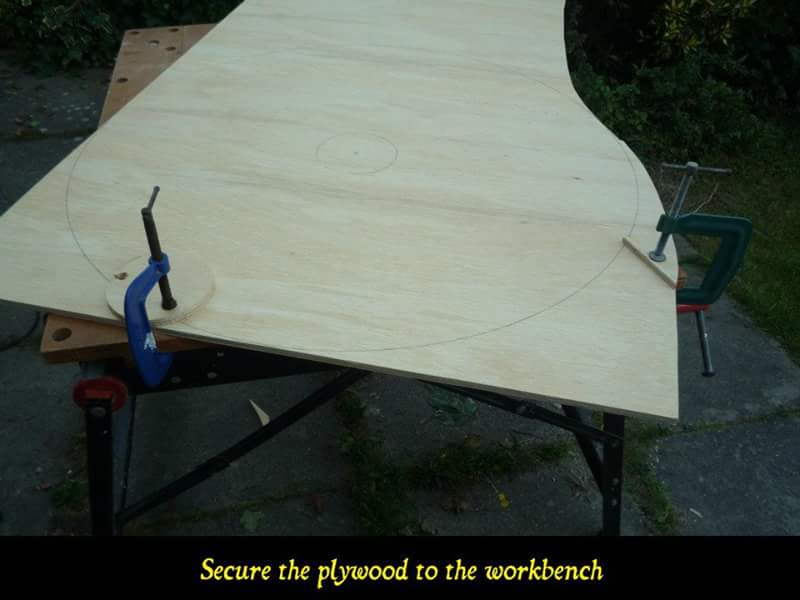 Secure the plywood to the workbench