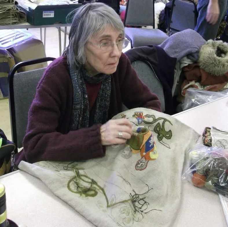 Glenys Crocker making progress with panel 9 at Islip – © Rich Price, January 2013